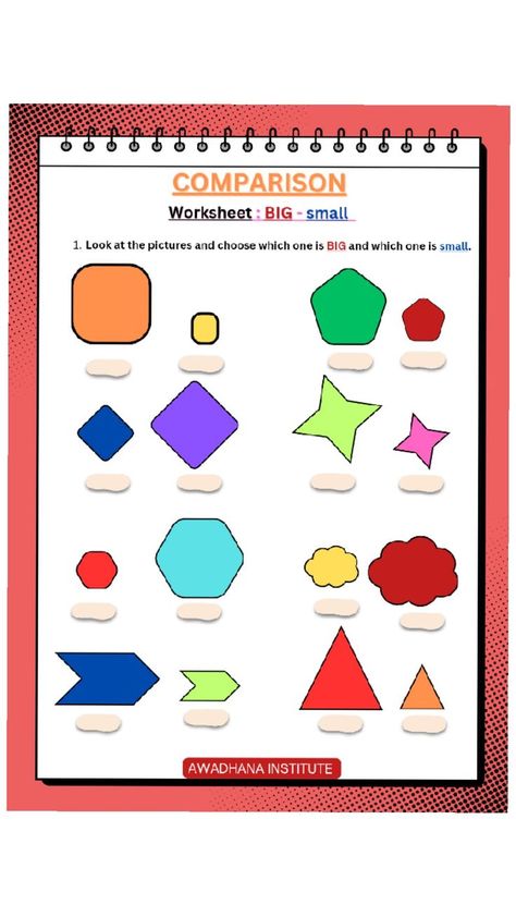 in this worksheet different types of shapes are included for comparison for kids of big and small Comparison Worksheet, Types Of Shapes, Different Types, For Kids