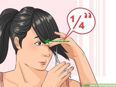 How to Cut Fringe Bangs: 13 Steps (with Pictures) - wikiHow Cut Fringe Bangs, How To Cut Fringe, Zooey Deschanel Hair, Cut Side Bangs, Layered Side Bangs, Langer Pony, Trim Bangs, Teen Bangs, Long Layers With Bangs