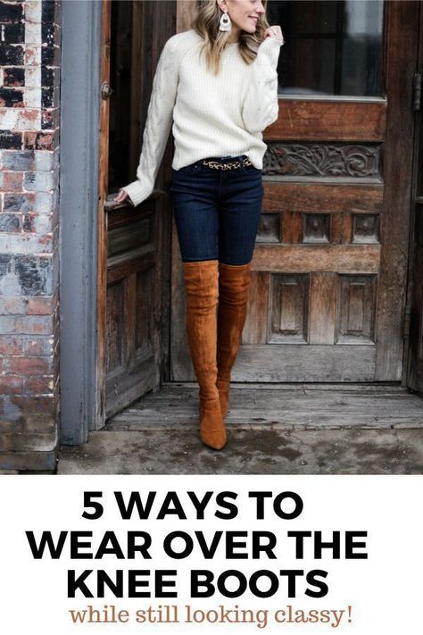 This post has 5 super cute ways to wear over the knee boots while still looking classy! Such great ideas for inspiration. How To Wear Thigh High Boots, Over The Knee Boot Outfit, Bota Over, Knee Boots Outfit, Cold Weather Fashion, Fashion Streetwear, Great Ideas, Petite Fashion, Cozy Fashion