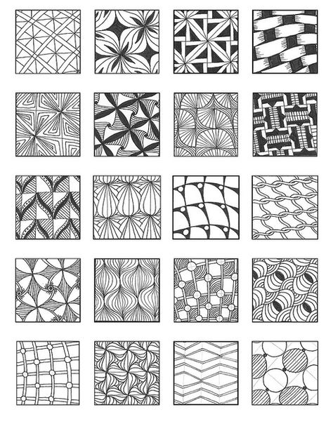 ZENTANGLE PATTERNS grid 8 | Flickr - Photo Sharing! Meditate Drawing, Illusional Art, Zantangle Art, Zentangle Kunst, Diy Kunst, Arte Doodle, Zentangle Tutorial, Tangle Pattern, Tangle Doodle