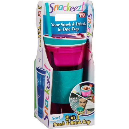 As Seen on TV Snackeez Snack and Drink Travel Cup (Color May Vary), Multicolor Snackies Cup, Snackeez Cups, Tv Snack, Snack Holders, Bday List, 27th Birthday, Cute Water Bottles, Snack Cups, Baby Cups