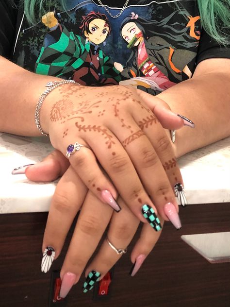 #tanjiroedit #demonslayeredit #recipe #aesthetic #tiktok #wholesomeyum #nails #nailart #art #animeicons Demon Slayer Themed Nails, Demon Slayer Nail Designs, Tanjiro Nails, Demon Slayer Nails, Anime Nail, Recipe Aesthetic, Anime Nails, Aesthetic Tiktok, Coffin Nails Designs