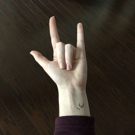 “I love you” sign language. I did it 🤟🏼 I Love You Asl Tattoo Simple, I Love You Sign Language Tattoo Simple, I Love You Sign Tattoo, I Love You Hand Sign Tattoo, I Love You Sign Language, Asl I Love You Tattoo, Sign Language Tattoo Ideas, Ily Sign Language Tattoo, I Love You Sign Language Tattoo