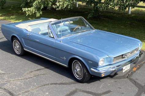 1966 Ford Mustang Convertible (light blue, 289ci V8, 3-speed) 1966 Ford Mustang Convertible, White Convertible, Blue Mustang, Vintage Mustang, 70s Cars, Old Vintage Cars, Ford Mustang Convertible, 1966 Ford Mustang, Mustang Convertible