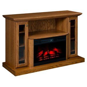 Select Options For Amish Elizabethtown Classic 54" Electric Fireplace TV Stand (ID: 53143) Electric Fireplace Ideas Living Rooms, Electric Fireplace Entertainment Center, Led Fireplace, Fireplace Entertainment Center, Fireplace Shelves, Fireplace Entertainment, Electric Fireplace Tv Stand, Maple Cabinets, Quarter Sawn White Oak