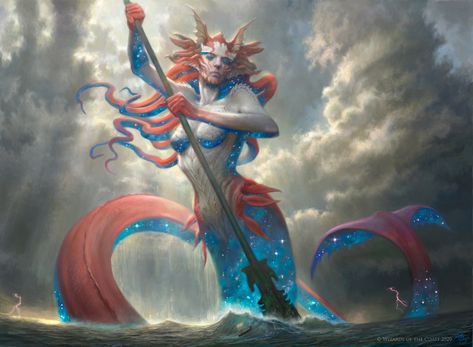 Stella Art, Goddess Of The Sea, Mtg Art, Arte Fantasy, Magic Art, Mermaid Art, Creature Design, Magic The Gathering, Creature Art