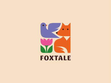 Foxtale by Nikita Lebedev on Dribbble Brand Identity Logo Design, Kids Branding Design Logos, Maximalist Logo Design, Stationary Logo Design, Book Logo Design Ideas, Bird Branding, Biology Logo, Bird Logo Inspiration, Fun Logos Inspiration