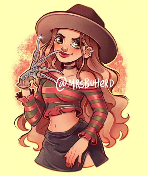 Freddy Krueger 😴 Continuing the Horror characters theme, I decided to make Freddy this time! . PLEASE, DO NOT REPOST MY ART ON PINTEREST! … | Instagram Jasmine Fairy, Full Body Poses, Make A Sticker, Vampire Oc, Vintage Halloween Cards, Princess Daisy, Star Jasmine, Horror Icons, Scary Art