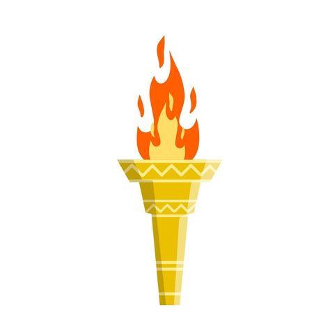 Torch with fire. Olympic flame. Greek Symbol of sports competitions. The concept of light and knowledge. Flat cartoon illustration Torch Illustration, Greek Symbol, Olympic Flame, Olympic Torch, The Torch, Digital Illustrations, Cartoon Illustration, Digital Illustration, Vector Art