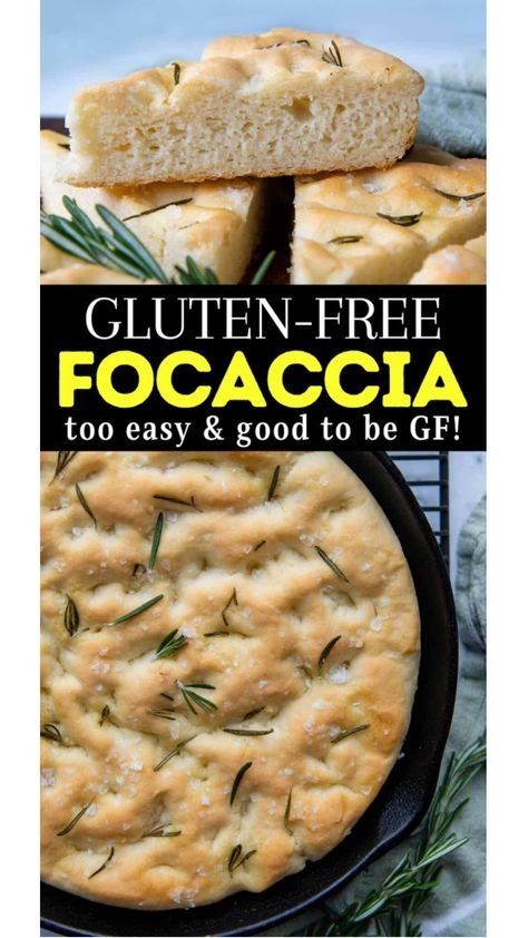 Enjoy the best gluten-free focaccia bread with a recipe so good, you won't believe how quick and easy this authentic rosemary Italian bread is to make, with a simple adaptation for dairy-free or vegan focaccia bread! Vegan Gluten Free Focaccia, Gluten Free Facoccia Bread Recipe, Gluten Free Foccacia Bread, Gluten Free Dutch Oven Bread, Gluten And Dairy Free Bread, Gluten Free Focaccia Bread Recipe, Bread Recipes Gluten Free, Vegan Focaccia Bread, Gluten Free Focaccia Bread