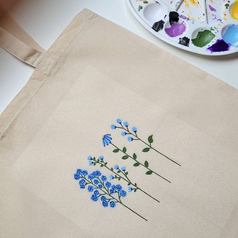 Handpainted Tote, Love Lines, Handpainted Tote Bags, Blue Wildflowers, Embroidered Tote Bag, Embroidered Tote, Bag Ideas, Mercado Global, Pic Ideas