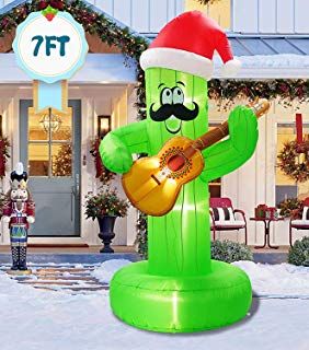 inslife 7 Ft Christmas Inflatable Cactus Decoration Mexican Party Cactus Play The Guitar Decorations for Home Yard Lawn Outdoor Indoor Night #afflink Guitar Decorations, Yard Inflatables, Home Yard, Inflatable Decorations, Cactus Decor, Themed Christmas, Christmas Inflatables, Decorations For Home, Christmas Cactus