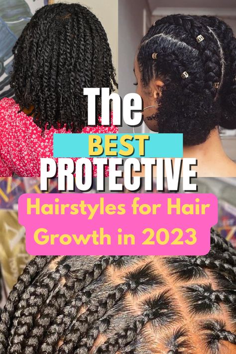 Natural hairstyles for hair growth in 2024 Nice Protective Hairstyles, Easy Low Maintenance Hairstyles Black Women, Protective Style For Hair Growth, Natural Hairstyles For Hair Growth, Natural Hair Braid Styles For Black Women, African Protective Hairstyles, Hairstyles For Hair Growth Black, Twists For Natural Black Hair, Diy Protective Styles For Natural Hair 4c