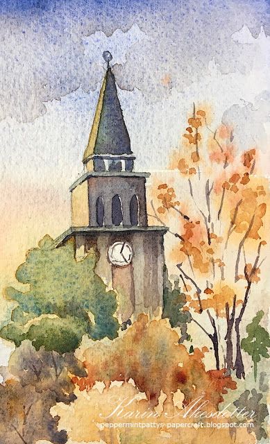 Watercolour Challenge, Watercolor House Painting, Watercolor Art Landscape, Watercolor Paintings Nature, Watercolor Architecture, Watercolor Paintings For Beginners, Cat Air, Canvas For Beginners, Watercolour Inspiration