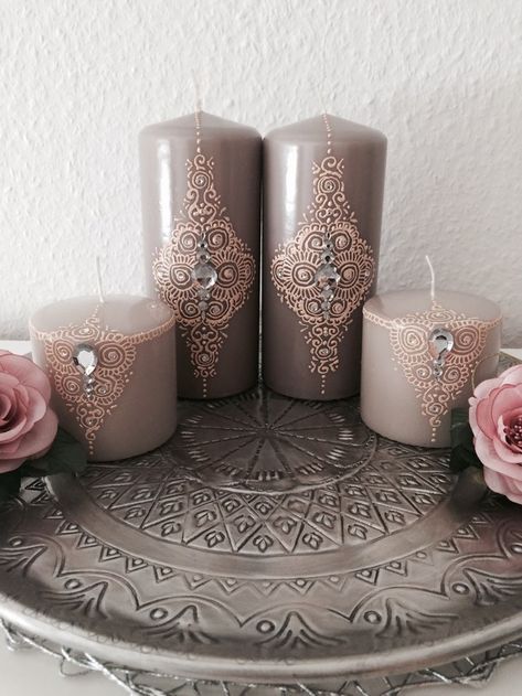 Mendhi Candles, Henna Candle, Mehndi Candles, Fancy Candles, Henna Candles, Candle Obsession, Mehndi Decor, Henna Party, Eid Decoration