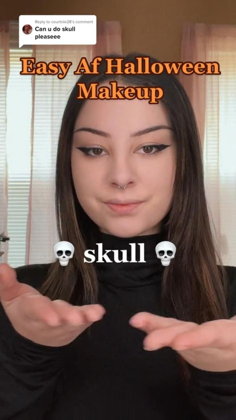 Easy Cute Skeleton Makeup, Halloween Costumes Just Makeup, Halloween Makeup Ideas Skeleton, Halloween Skeleton Makeup Tutorial, Skeleton Makeup Easy Simple, How To Do Skeleton Makeup Easy, Easy Spooky Makeup Halloween, Easy Halloween Makeup Skull, Easy Halloween Makeup For Beginners