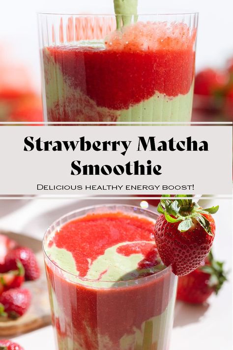 Strawberry Matcha Smoothie Matcha Strawberry, Lemon Blueberry Pancakes, Blackberry Smoothie, Matcha Lover, Strawberry Matcha, Breakfast Appetizers, Matcha Smoothie, Strawberry Tea, Orange Smoothie