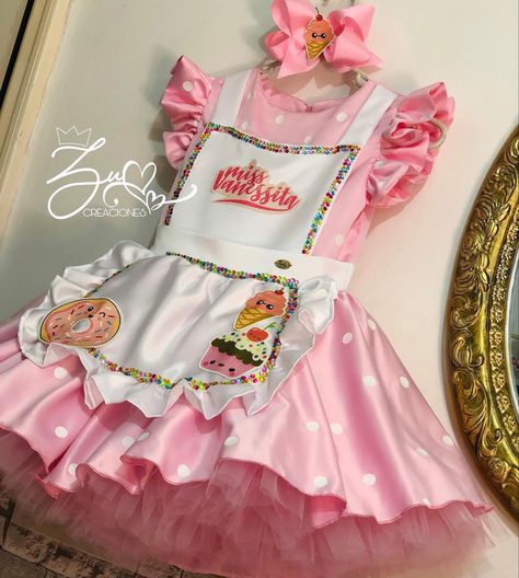 Vestido Miss Pastelitos, Candy Theme Birthday Party, Minnie Party, Candy Girl, New Years Dress, Toddler Girl Outfits, Dance Dresses, Kids Costumes, Kids Dress