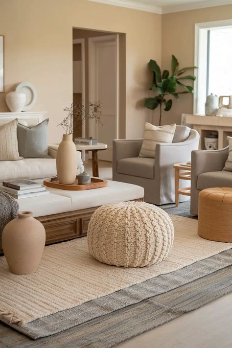 15 Neutral Living Room Ideas for a Serene and Stylish Space Neutral Living Room Ideas, Earthy Living Room, Neutral Sofa, Grey Couch Living Room, Bohemian Living Rooms, Neutral Room, Grey Couches, Living Room Decor Inspiration, Pink Living Room