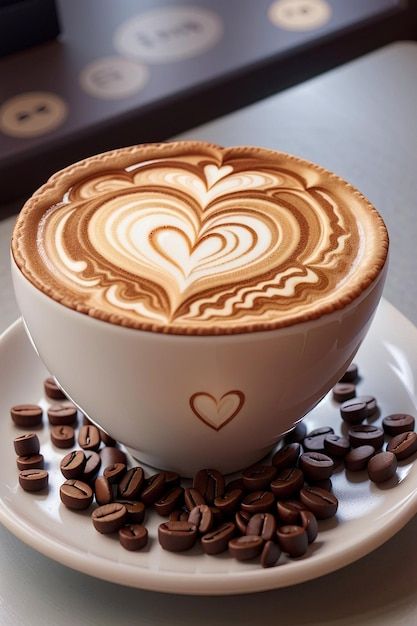 Photo a heart shaped latte art created o... | Premium Photo #Freepik #photo Coffee With Heart, Tattoo Stencil Designs, Coffee Image, Coffee Photo, Healthy Fiber, Coffee Latte Art, Coffee Cup Art, Heart Coffee, Coffee And Donuts