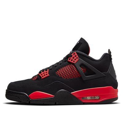 Dressed in a Black, White, and Red color scheme. This Air Jordan 4 will look similar to the “Thunder” Air Jordan 4, though the original Yellow has been replaced for Red. Other details will include a Black nubuck upper with White detailing on the branded areas atop a Black rubber sole. SKU: CT8527-016 Release Date: 15 Jan 2022 Color: Black/White-Red (AJ4/SNKR/Unisex/Mid Top/Basketball) Black And Red Jordans, Drill Girl, Rapper Clothing, Jordan 4 Outfits, Red Color Scheme, Jordan 4 Red, Pretty Sneakers, Red Jordans, Back To School Shoes