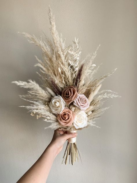 Small Boho Bridesmaid Bouquet, Simple Bridesmaid Bouquets Boho, Small Bridesmaid Bouquet, Engagement Bouquet, Florals For Wedding, Small Bridesmaid Bouquets, Boho Wedding Bridesmaids, Blush Bouquet Wedding, Cozy Wedding