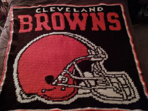 Cleveland Browns Blanket Brown Blanket, Quilted Table Runners Patterns, Plastic Canvas Patterns Free, Table Runner Pattern, Blanket Patterns, Quilted Table, Quilted Table Runners, Tailgate Party, Crochet Blankets