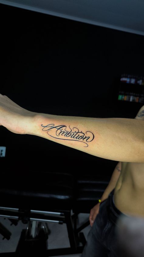 Tattoo Hombre Brazo, Grandmother Tattoo Ideas, Ambition Tattoo, Grandmother Tattoo, Word Tattoo Designs, Hipster Tattoo, Typography Tattoo, Cursive Tattoos, Word Tattoo