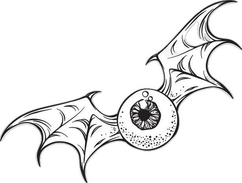 Eyeball With Wings, Wings Black And White, Flying Eyeball Art, Halloween Art Ideas, 3d Spider Tattoo, Creepy Demon, Halloween Art Drawing, Gothic Cartoon, Flying Eyeball