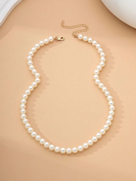 1pc Fashionable & Elegant Lady Style Faux Pearl Necklace Suitable For Women's Party, Banquet, Date, Festival. Great As A Gift.I discovered amazing products on SHEIN.com, come check them out! Lady Style, Elegant Lady, Faux Pearl Necklace, Ladies Party, Amazing Products, Elegant Woman, Faux Pearl, Pearl Necklace, Festival