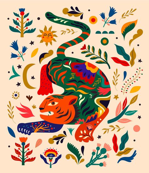 Queer Latinx Art, Mexican Animal Art, Alebrijes Illustration, Folk Art Animals Illustration, Mexican Illustration Art, Mexican Art Traditional, Mexican Animals, Latino Design, Mexican Graphic Design