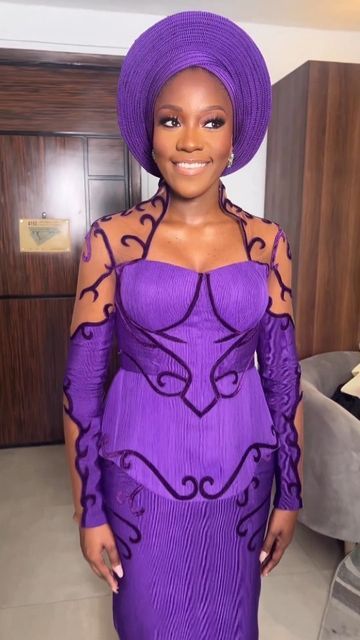 Africa's Top Wedding Website on Instagram: "Purple radiance to get your day started! 🥰 Bride @lorikemi Planner @2706events Bridal Stylist @lavish_bridal Bride’s Outfit @mazellebridal Fabric @glitz_allure_fabrics Asooke @bisbodasooke Shoes @maisonvalentino Gele @dbellezza_gele Makeup @facesbylabisi #BellaNaijaWeddings www.bellanaijaweddings.com" Bridal Stylist, Aso Oke, Asoebi Styles, Bella Naija Weddings, Nigerian Wedding, Aso Ebi, Saved Items, Ankara Styles, Wedding Website