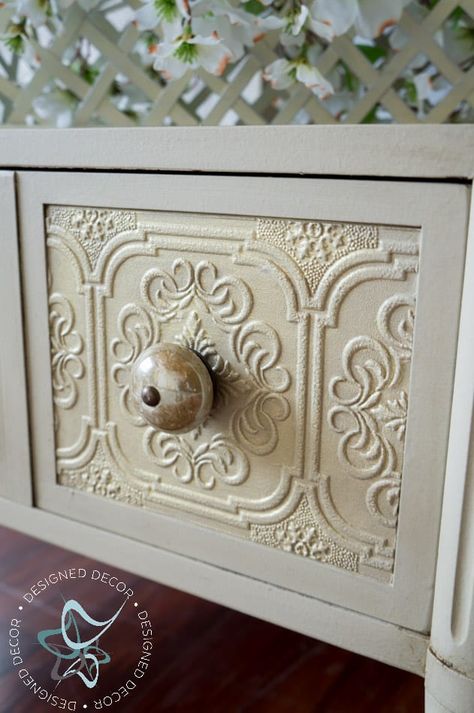 Textured Wallpaper Furniture, Wallpaper Dresser, Paintable Textured Wallpaper, Wallpaper Crafts, Hutch Decor, Paintable Wallpaper, Upcycled Furniture Diy, Decoupage Furniture, Wallpaper Furniture