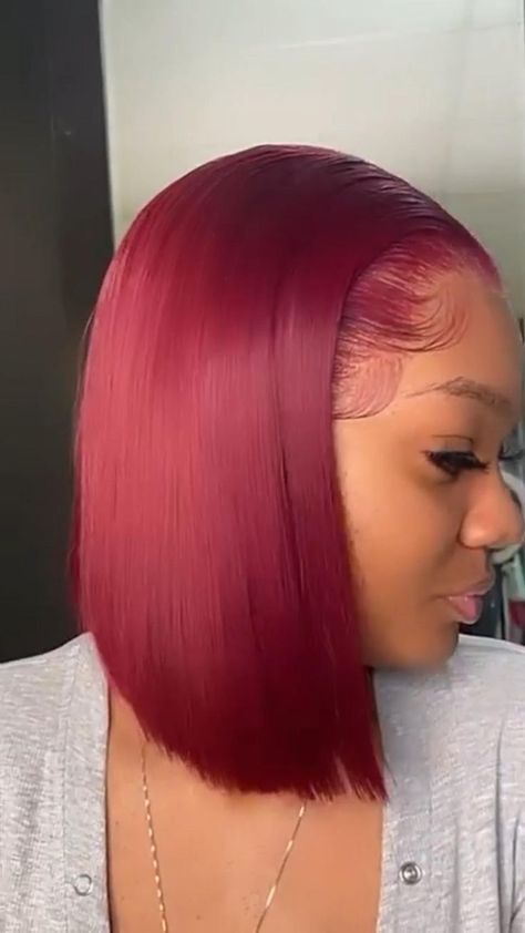 Hair Color Black Women, 99j Bob, Color For Black Hair, Weave Bob Hairstyles, Weave Bob, Bob Hair Color, Birthday Hairstyles, Dyed Hair Inspiration, Frontal Hairstyles