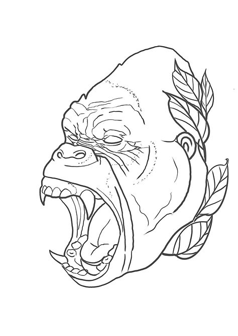 Gorilla Tattoo Stencil, Traditional Tattoo Outline, Traditional Tattoo Old School, American Traditional Tattoo Ideas, Cute Simple Tattoos, Traditional Tattoo Ideas, Gorilla Tattoo, Petit Tattoo, Tattoo Outline Drawing