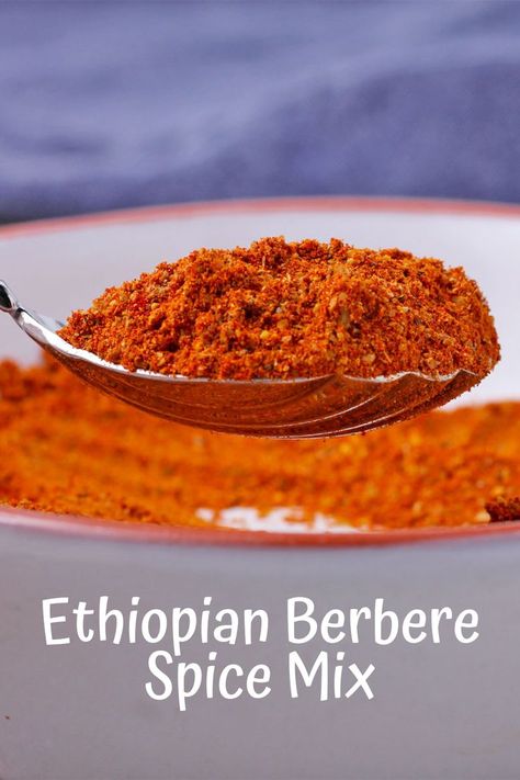 Make Ethiopian berbere spice mix for a unique fiery, sweet flavor blend that adds rich undertones to a variety of your culinary creations. #anothermusicinadifferentkitchen #berbere #ethiopian #spiceblend Berbere Spice Recipes, Ethiopian Lentils, Berbere Spice, Vegan Indian Recipes, Hot Spices, Beet Hummus, Homemade Spice Blends, Ethiopian Food, Natural Food Coloring