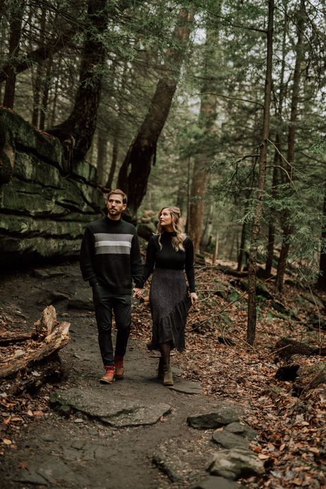 Forest Engagement Photos Outfit, Moody Fall Engagement Photos, Park Engagement Photos, Park Engagement Pictures, Cuyahoga Valley National Park Engagement Photos, Engagement Photos Forest Woodsy, Cleveland Engagement Photos, Silly Engagement Photos, Ohio Engagement Photos