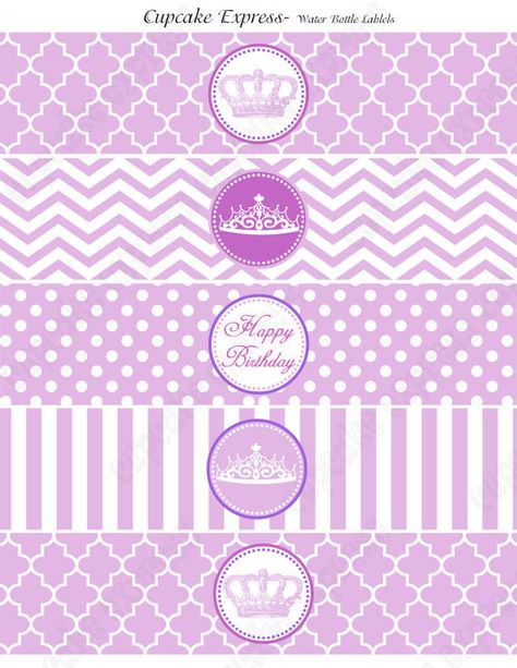 Princess Themed Food, Purple Princess Party, Water Bottle Labels Free, Baby Shower Water Bottle Labels, Bottle Lables, Princesa Sophia, Water Bottle Labels Baby Shower, Printable Water Bottle Labels, Bottle Labels Printable