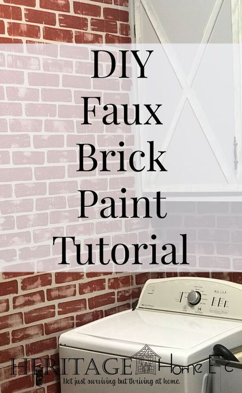 I absolutely adore our brick Farmhouse. Bringing the brick inside was a priority. So I came up with a DIY Faux Brick Paint technique to use to bring some of the outside in. Read on for the full tutorial.When I first moved into this home with my hubby, it was still stuck in the 1970’s. He inherited this home from his grandparents, so it’s not only been in the family for years, but the design has been too. I’m sure it was high-end back then. Patterned wallpaper, shag… How To Paint Faux Brick Wall, How To Paint Faux Brick, Paint Faux Brick, Painted Faux Brick Wall, Diy Faux Brick Wall, Faux Brick Backsplash, Brick Farmhouse, Laundry Room Update, Painted Brick Walls