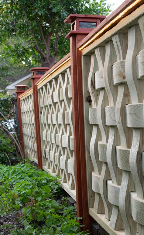 Woven Wood, llc fence panels and accessories Wood Lattice Fence, Woven Fence Diy, Fence Wood Ideas, Deck Accessories Ideas, 4ft Fence Ideas, Fence Panels Ideas, Fence Panels Ideas Decor, Backyard Fence Design, Decorative Privacy Fence