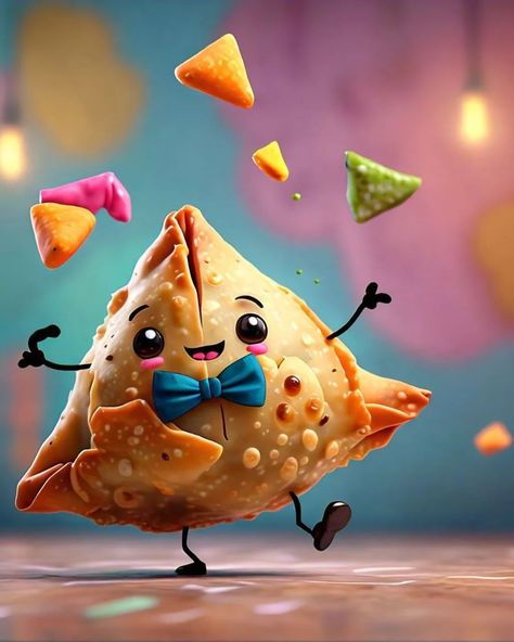 Samosa Wallpaper, South Indian Food Illustration, Winnie The Pooh Gif, Big Eyes Artist, Ganpati Bappa Wallpapers, Art Different, Yoda Funny, Cartoon Monkey, Cartoon Food