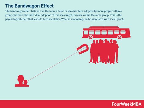 The bandwagon effect tells us that the more a belief or idea has been adopted by more people within a group, the more the individual adoption of that idea might increase within the same group. This is the psychological effect that leads to herd mentality. What in marketing can be associated with social proof. Why does … Continue reading What Is The Bandwagon Effect And Why It Matters In Business The post What Is The Bandwagon Effect And Why It Matters In Business appeared first on FourWeek Bandwagon Effect, Herd Mentality, Psychological Effects, Social Proof, Consumer Behaviour, Customer Testimonials, Human Behavior, Core Values, Influencer Marketing