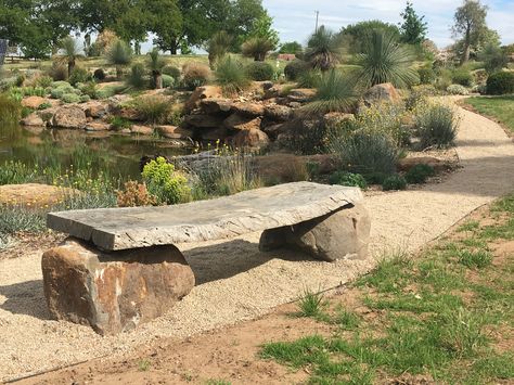 Rock seat Boulder Seating, Rock Seating, Rock Bench, Diy Faux Rocks, Rock Furniture, Landscape Farm, Garden Bench Seating, Fire Pit Landscaping, Drought Tolerant Landscape