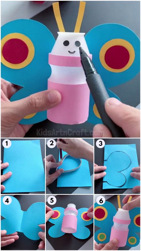 Learn To Make Recycled Bottle Butterfly Tutorial Check more at https://www.kidsartncraft.com/recycled-bottle-butterfly-tutorial/ Yakult Bottle Craft, Letter Stencils Printables, Craft From Waste Material, Butterfly Tutorial, Science Crafts, Stencils Printables, Recycled Bottle, Bird Crafts, Math Activities Preschool