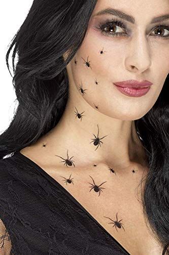 Halloween Spider Makeup, Black Widow Spider Tattoo, Spider Makeup, Spider Face, Spider Costume, Scary Witch, Witch Makeup, Spider Tattoo, Tattoo Transfers