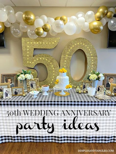 50 Wedding Anniversary Decorations, 50th Wedding Anniversary Renewal Of Vows, Cakes For 50th Wedding Anniversary, 50th Anniversary Cake Ideas Simple, Decorations For 50th Wedding Anniversary, 50th Anniversary Party Decor, Golden Anniversary Ideas, 50 Th Wedding Anniversary Ideas, 50 Aniversario De Bodas Ideas