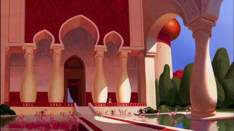 The Sultan's Palace - DisneyWiki Bernardo Y Bianca, Arabian Palace, Aladdin 1992, Pelo Anime, Disney Crossover, Disney Background, Aladdin And Jasmine, Disney Concept Art, Disney Aladdin