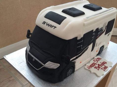 Motorhome birthday cake! Caravan Cake, Camper Cakes, Camping Cakes, Cake Design Inspiration, Realistic Cakes, 80 Birthday Cake, Truck Cakes, Gateaux Cake, 50th Birthday Cake