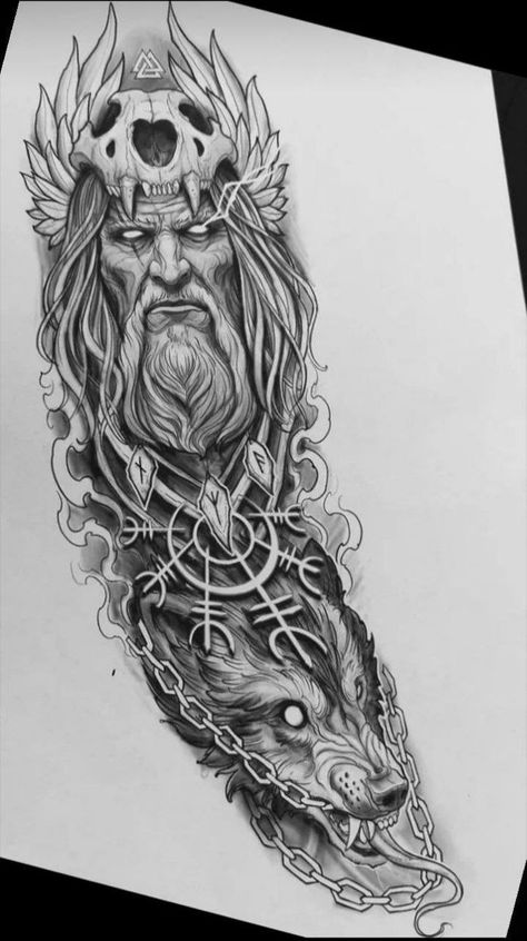 Celtic Warrior Tattoos, Tattoo Odin, Viking Tattoos For Men, Thor Tattoo, Hades Tattoo, Fenrir Tattoo, Tato Maori, Viking Warrior Tattoos, 2024 Tattoo