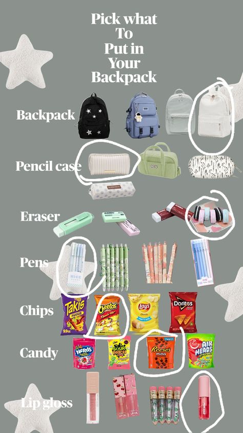 #school #backpack #f4f #fyp #cute #aesthetic🎒✨(I don’t wanna sound like I’m begging but can we pls get this shuffle to 20 likes?) Backpack Accessories Ideas, Stuff To Put In Your Backpack For School, School Backpack Essentials, What's In My Backpack, Apparel Business, School Routine For Teens, Lays Chips, Backpack Packing, School Bag Essentials